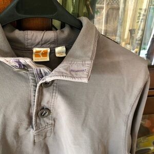BOSS ORANGE Men's Light Gray sweater with Subtle Purple Stitching